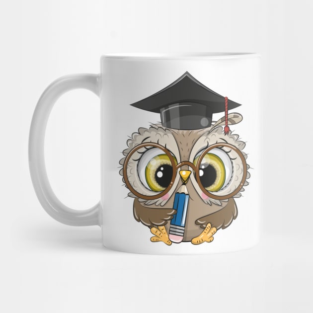 Cute owl scientist in a professor's hat and pencil by Reginast777